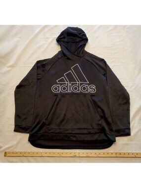 Adidas Womens TI BOS Hoodie Size XL Black Heather Mock Neck Climawarm E18346
